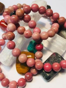 rhodonitt rhodonite armbånd steinsmykke bracelet mineral smykke krystaller beskrivelse egenskap norsk butikk mystica kjøpe